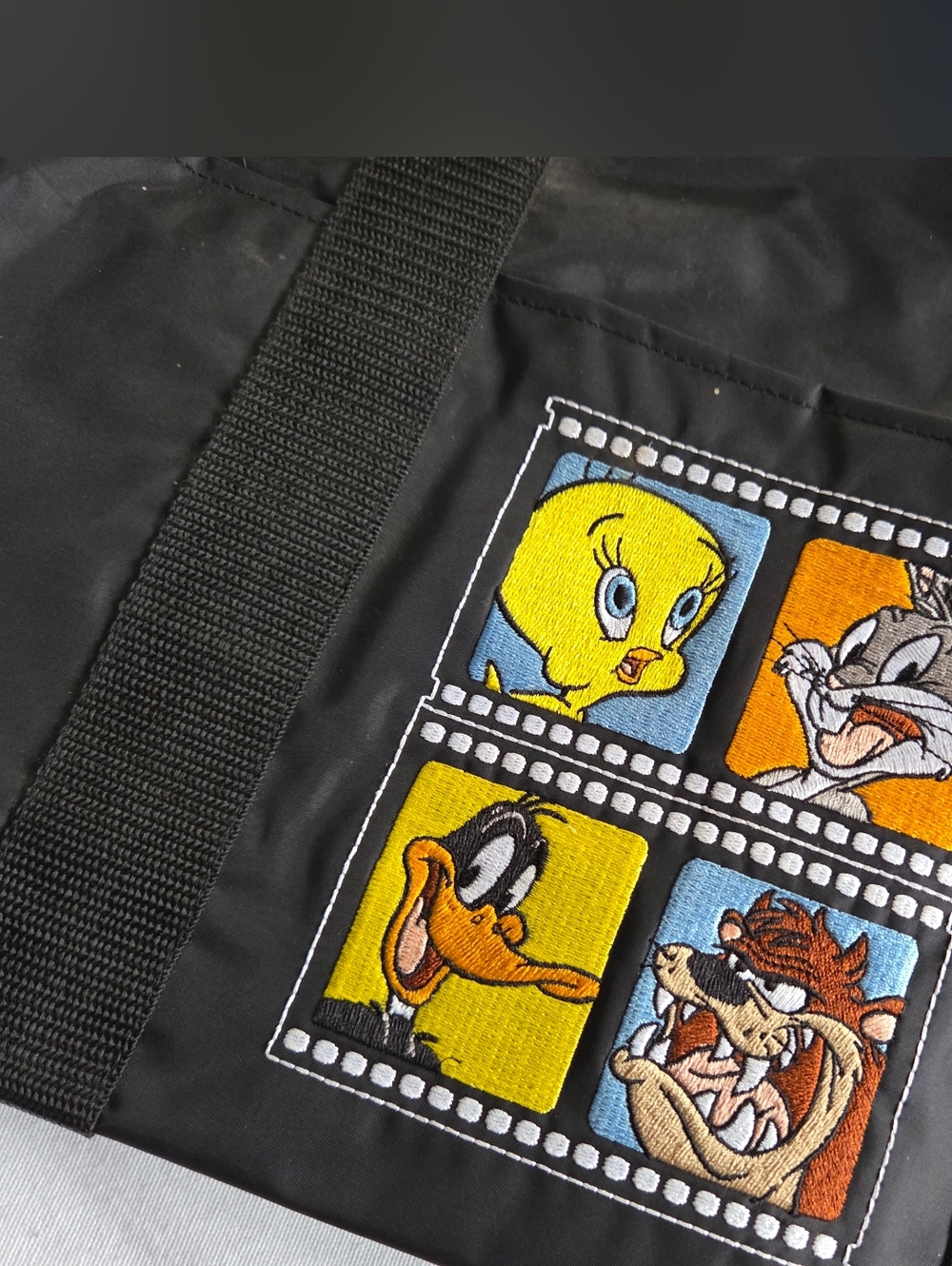 Looney Tunes Black Tote Bag with Character Patch - Picture 2 of 5